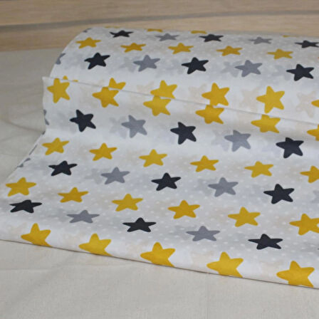 Nevresimlik Kumaş 100*240 cm Sarı Yıldız Desenli Metrelik Çarşaf Yastık Ev Tekstil Kumaşı
