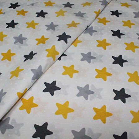 Nevresimlik Kumaş 100*240 cm Sarı Yıldız Desenli Metrelik Çarşaf Yastık Ev Tekstil Kumaşı