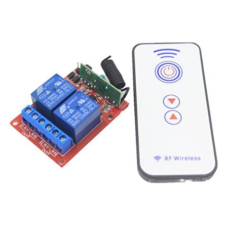 DC 12V 2 Kanallı 433MHz Kablosuz RF Alıcılı Röle Modülü