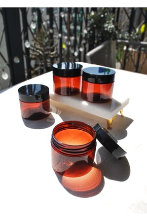 4 Adet 100 ml Amber Pet Kavanoz Krem Takı Seyahat Kavanozu Organizer Plastik 100 cc