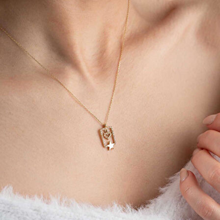 14 Ayar Altın Yıldızlı Aşk Kolye