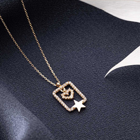 14 Ayar Altın Yıldızlı Aşk Kolye