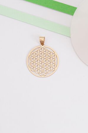 14 Ayar Altın Yaşam Çiçeği Kolye Ucu 1,7 cm