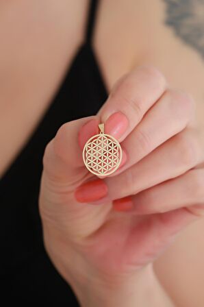 14 Ayar Altın Yaşam Çiçeği Kolye Ucu 1,7 cm