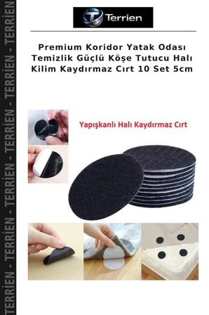 Premium Koridor Yatak Odası Temizlik Güçlü Köşe Tutucu Halı Kilim Kaydırmaz Cırt 10 Set 5cm