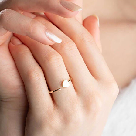 14 Ayar Altın Açık Tasarımlı Kalp Yüzük