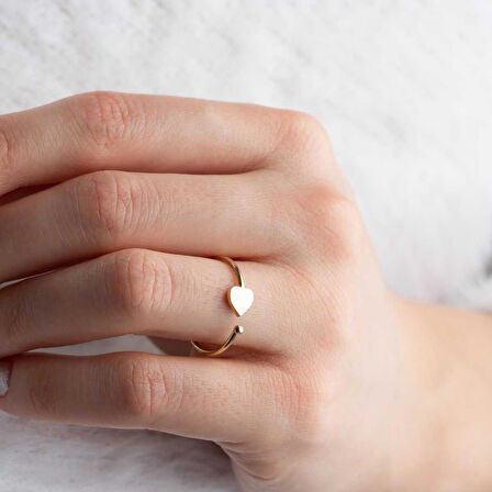 14 Ayar Altın Açık Tasarımlı Kalp Yüzük