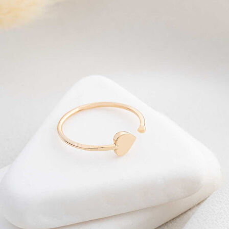 14 Ayar Altın Açık Tasarımlı Kalp Yüzük