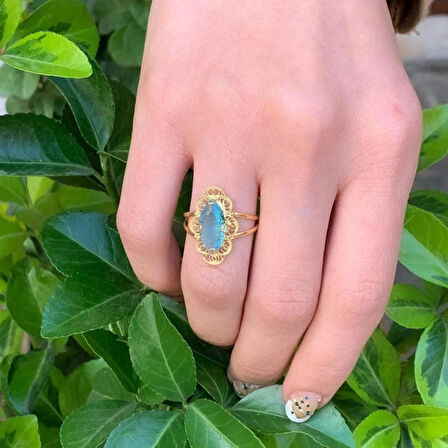 14 Ayar Altın Okyanus Telkari Mekik Yüzük