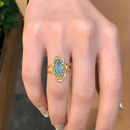 14 Ayar Altın Okyanus Telkari Mekik Yüzük