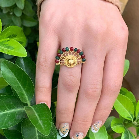 14 Ayar Altın Renkli Yelpaze Yüzük