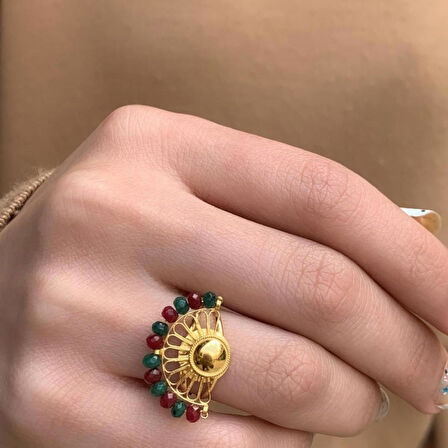 14 Ayar Altın Renkli Yelpaze Yüzük