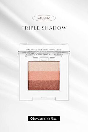 Yumuşak Dokulu, Dökülme Yapmayan 3 Renkli Göz Farı Triple Shadow No.6 (Marsala Red)