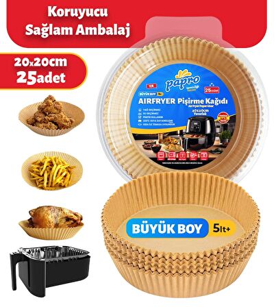 PAPRO Airfryer Pişirme Kağıdı büyük boy Yuvarlak 25 Adet 20*20 Hava Fritözü Yağlı Kağıt Airfryer Philip