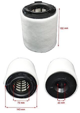 Audi A1 1.2 TFSI, 1.6 TDI 90-105 Hp 2011-2014 Hava Filtresi