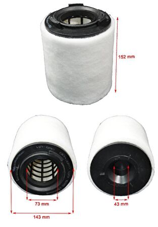 Skoda Rapid 1.2 LPG 86 Hp, 2012 ve Sonrası Hava Filtresi