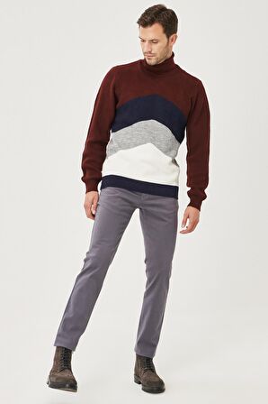Erkek Antrasit Slim Fit Dar Kesim Pamuklu Esnek Chino Pantolon