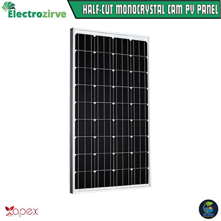 ELECTOZİRVE APEX 110 WATT HALF-CUT MONOKRİSTAL CAM GÜNEŞ PANELİ