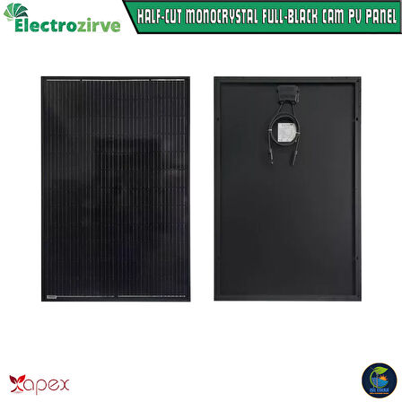 ELECTOZİRVE APEX 155 WATT HALF-CUT MONOKRİSTAL FULL BLACK CAM GÜNEŞ PANELİ