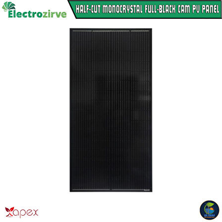 ELECTOZİRVE APEX 205 WATT HALF-CUT MONOKRİSTAL FULL BLACK CAM GÜNEŞ PANELİ