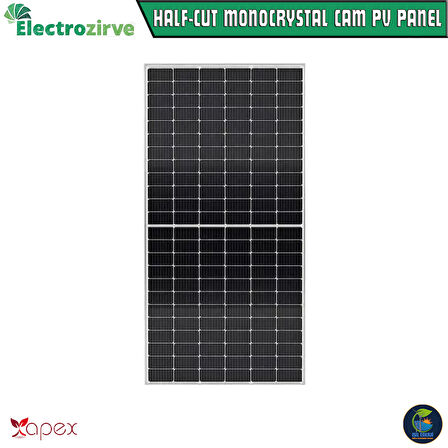 ELECTOZİRVE APEX 455 WATT HALF-CUT MONOKRİSTAL CAM GÜNEŞ PANELİ