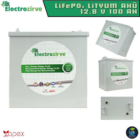 ELECTROZİRVE APEX 12.8V 100 AH LİFEPO4 LİTYUM DEMİR FOSFAT AKÜ - 12.8 VOLT 100 AMPER