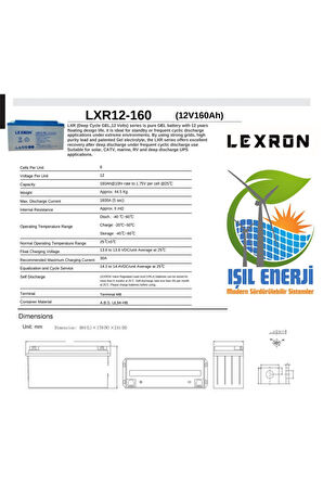 12v 160 Ah Solar Jel Akü - 12 Volt 160 Amper Solar Jel Akü