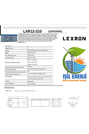 12v 210 Ah Solar Jel Akü - 12 Volt 210 Amper Solar Jel Akü