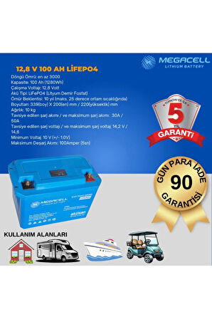 Megacel 12.8 Volt 100 Amper Lityum Akü Abs Kasa - 12.8 V 100 Ah Lıfepo4 1280 Wh