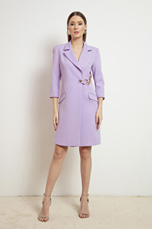 Kadın Lila Zincir Detaylı Ceket Elbise