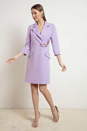Kadın Lila Zincir Detaylı Ceket Elbise