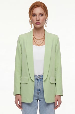 Kadın Fıstık Yeşili  Blazer Ceket