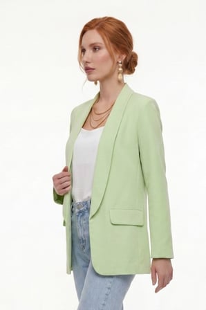 Kadın Fıstık Yeşili  Blazer Ceket