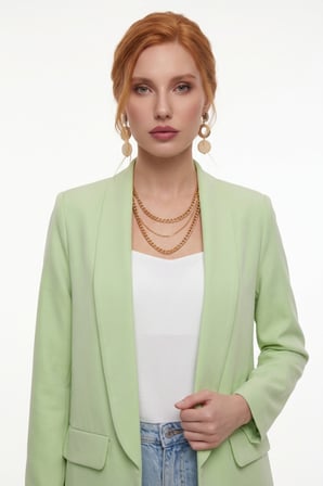 Kadın Fıstık Yeşili  Blazer Ceket