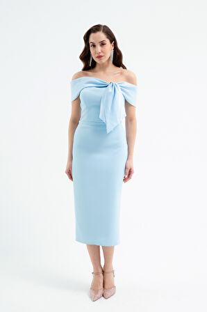 Kadın Bebe Mavi Yaka Detaylı Söz Nişan Nikah Abiye Elbise