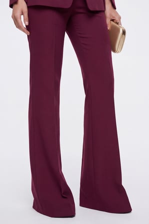 Kadın Bordo Kolları Yırtmaçlı Gold Düğmeli Ceket Pantolon Takım