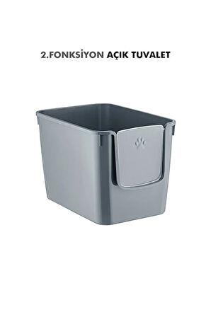 XL 3 Fonksiyonlu Premium Kapalı Kedi Tuvaleti ve Taşıma Çantası 56 x 40 x 43 Cm