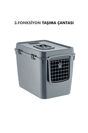 XL 3 Fonksiyonlu Premium Kapalı Kedi Tuvaleti ve Taşıma Çantası 56 x 40 x 43 Cm