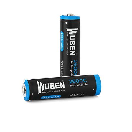 Wuben 18650 Lityum İon Pil Şarjlı 3.7 V 2600 Mah.el Feneri Pili