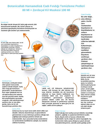 Botanicallab Hamamelis & Zerdeçal  Kil Maskesi 100 Ml + Cadı FındığıTemizleme Pedleri 80 Ad.