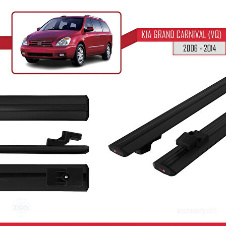 Kia Grand Carnival 2 (VQ) 2006-2014 Arası ile Uyumlu BASIC Model Ara Atkı Tavan Barı Siyah 2 Adet