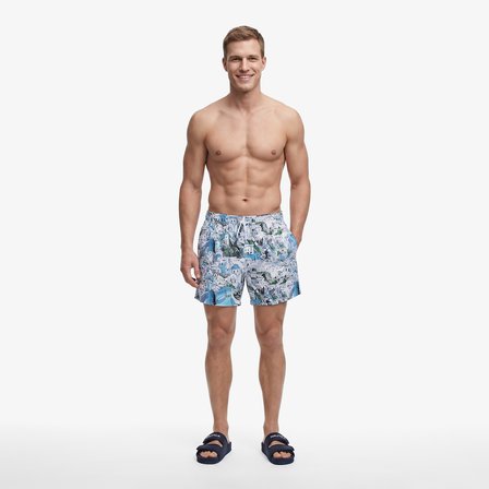 Nautica Erkek Mavi Regular Fit Desenli Deniz Şortu