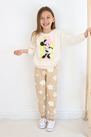 ZRA-0271-0272 Kurdelalı Minnie Mouse Baskılı Alt Üst Takım
