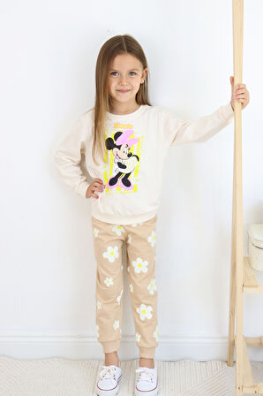 ZRA-0271-0272 Kurdelalı Minnie Mouse Baskılı Alt Üst Takım