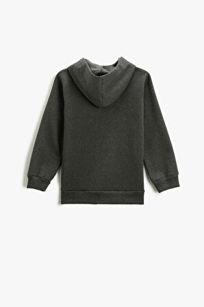 KND-250003 Basic Kapüşonlu 3 İplik Kışlık Fermuarlı Okul Sweatshirt 