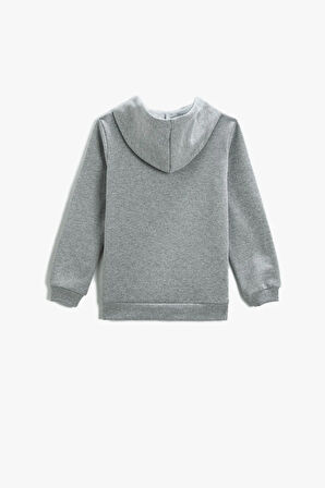 KND-250003 Basic Kapüşonlu 3 İplik Kışlık Fermuarlı Okul Sweatshirt 