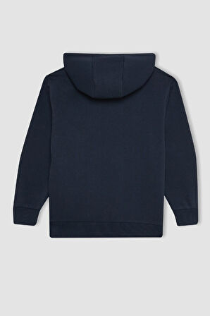 KND-250002 Basic Kapüşonlu 3 İplik Kışlık Okul Sweatshirt 