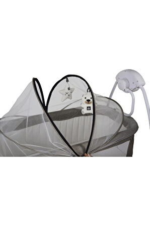 9146-ıı Yeni Caretta Elektrikli Otomatik Sallanır Beşik Bej