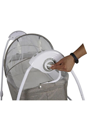 9146-ıı Yeni Caretta Elektrikli Otomatik Sallanır Beşik Bej