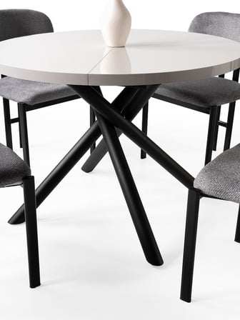 Truva Sis Gri Yuvarlak Açılır MDF Mutfak Masa Sandalye Takımı 104cm